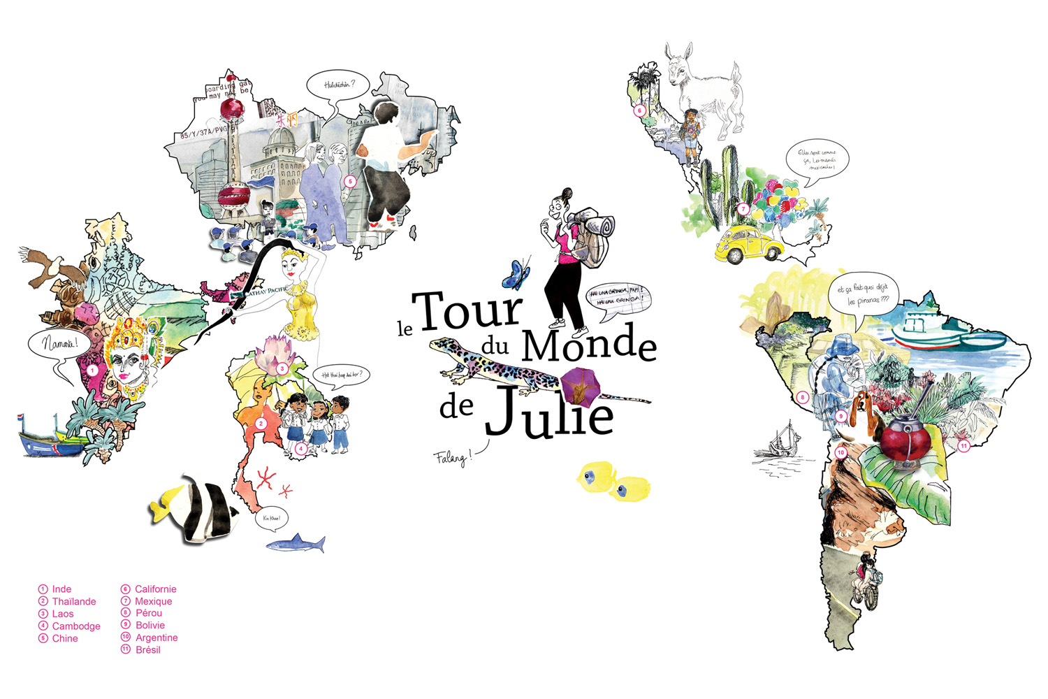 Carte du Tour du Monde de Julie