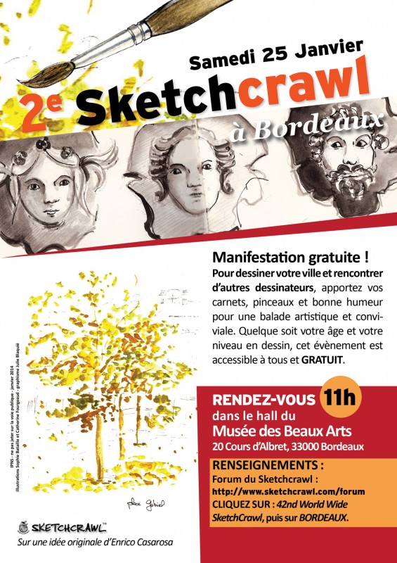 Sketchcrawl Bordeaux, croquis, carnet, aquarelle