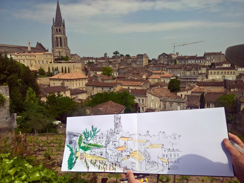 Sketchcrawl St Emilion, Sketchcrawl Bordeaux, Julie Blaquie Bordeaux, Urban Sketchers