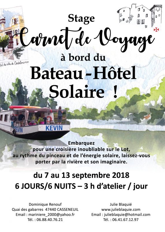 Stage carnet de voyage sur bateau hôtel solaire