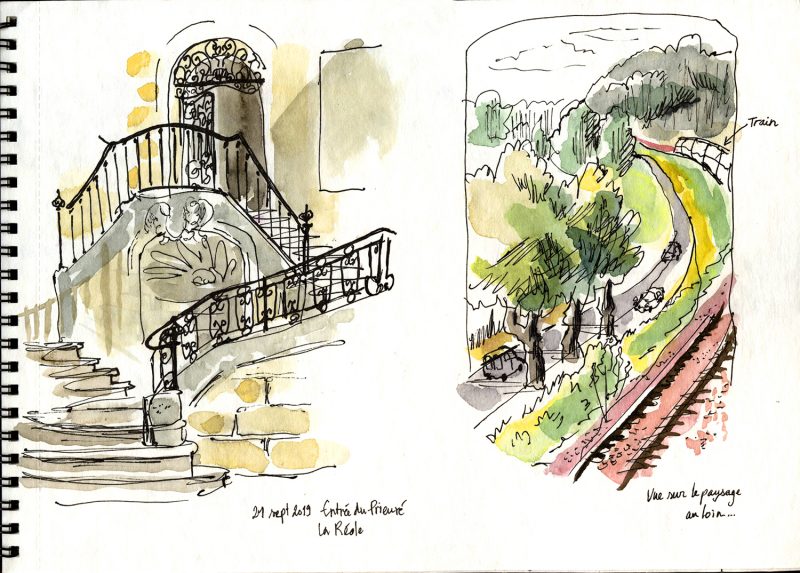 Sketchcrawl, La Réole, illustration bordeaux, julie Blaquié 2019, aquarelle, croquis