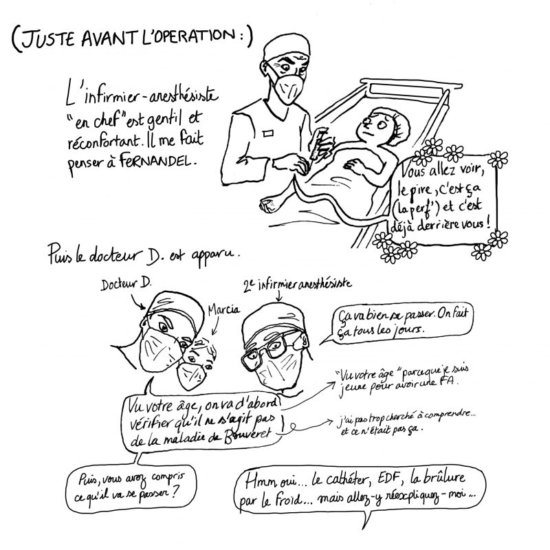 fibrillation auriculaire, ablation fa, illustration julie blaquié, clinique saint augustin